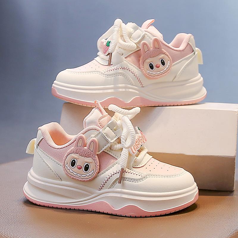 Children's Sports Shoes Girls' Board Shoes New Spring and Autumn Soft Sole Cartoon White Shoes Non-Slip Breathable Casual Shoes