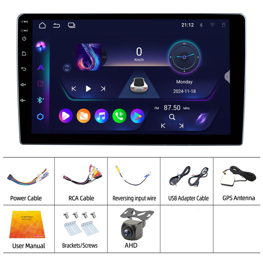 Android 14 Автомобильный Радио Мультимедийный Плеер Авторадио Carplay true 1 Din Универсальное Головное Устройство Авто Аудио Стерео Автомобильный GPS Навигатор WIFI DSP