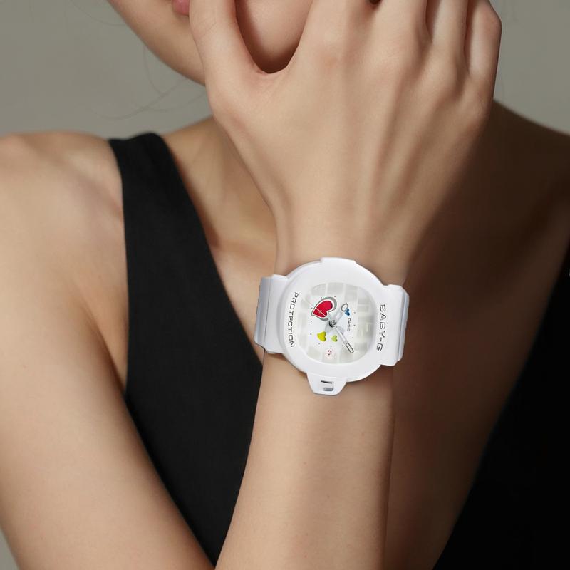 Casio Часы BABY-G, Кварцевые, полимерный ремешок, белый циферблат, одинаковый стиль для мужчин и женщин, водонепроницаемость 100 метров, модный и простой стиль BGA-10-7A
