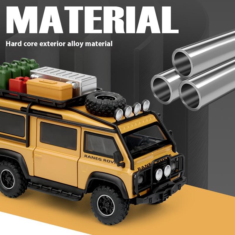 С подставкой 1/32 Внедорожник Land Rover Defender Модель фургона-кемпера из литого металла Детская игрушечная машинка Подарок мальчику Украшения