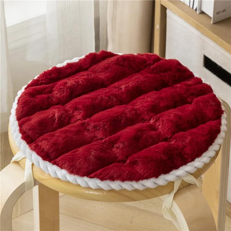Round Velvet Seat Cushion 25-50cm Solid Color Stool Seat Mat Thick Soft Chair Pads Portable Outdoor Kindergarten Stool Cushion
