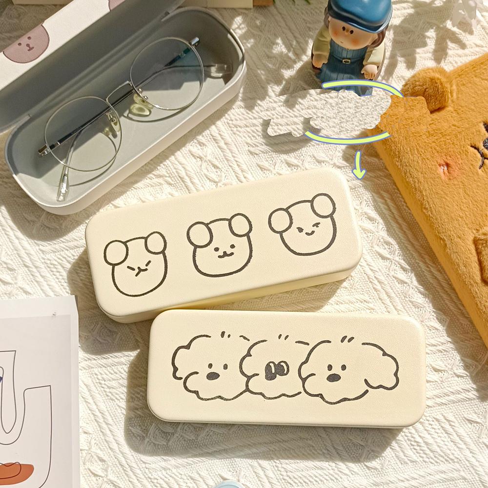 Футляр для очков с изображением мультяшного щенка, милые солнцезащитные очки для чтения в виде животных, держатель для очков, портативный аксессуар для очков