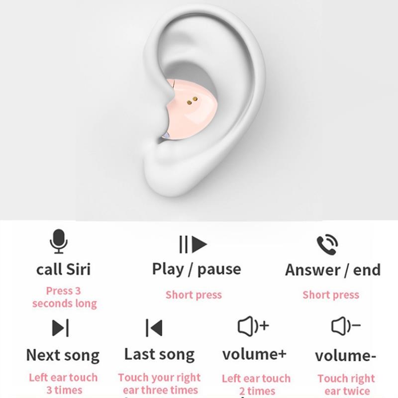 Невидимый беспроводной наушник для сна Bluetooth 5.3 Скрытые наушники Легкие Водонепроницаемые Шумоподавляющие Наушники с сенсорным управлением