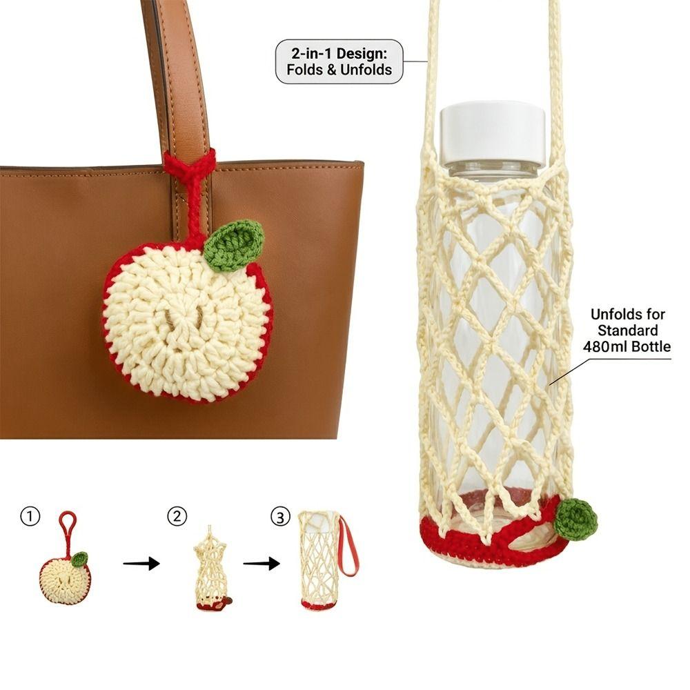 Handheld Fruit Shaped Mesh Bag Folding Coffee Cup Holder Small Item Storage Bag Cup Accessory