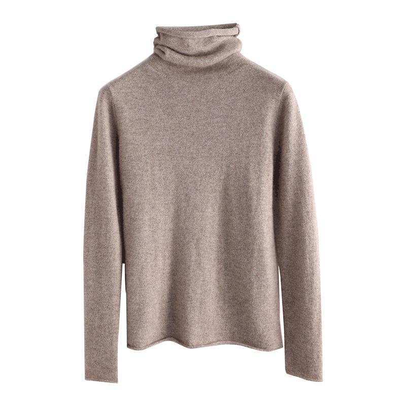 Women's Long Sleeve High Neck Knit Sweater - Loose Autumn/Winter Pullover Top