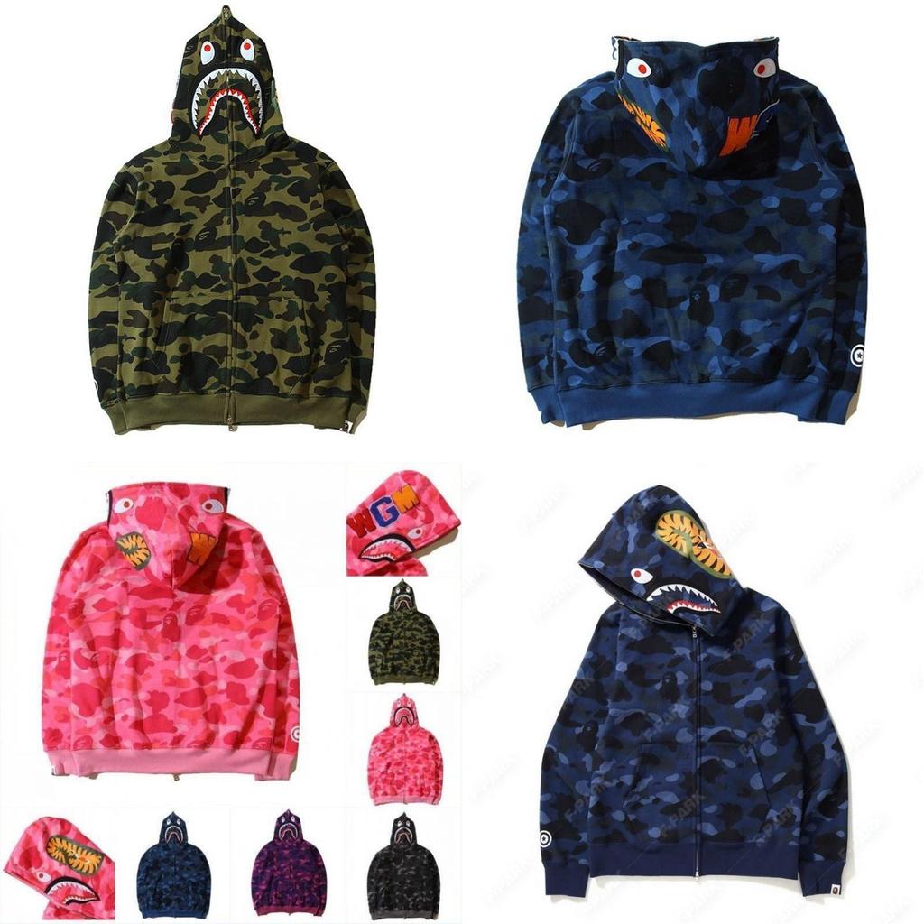 Camouflage Shark Head 3d Print Hoodie With Zipper For Men Women Casual Wear