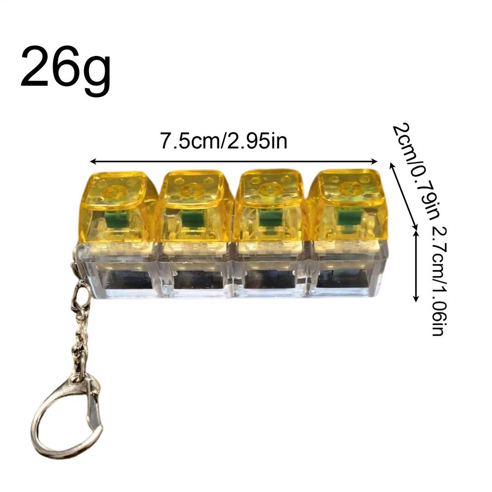 4 Keys Finger Keyboard Keycap Key Button Fidget Keychain Crystal Clicker Sensory Toy Stress Relief Clicker Toy With Led Lights