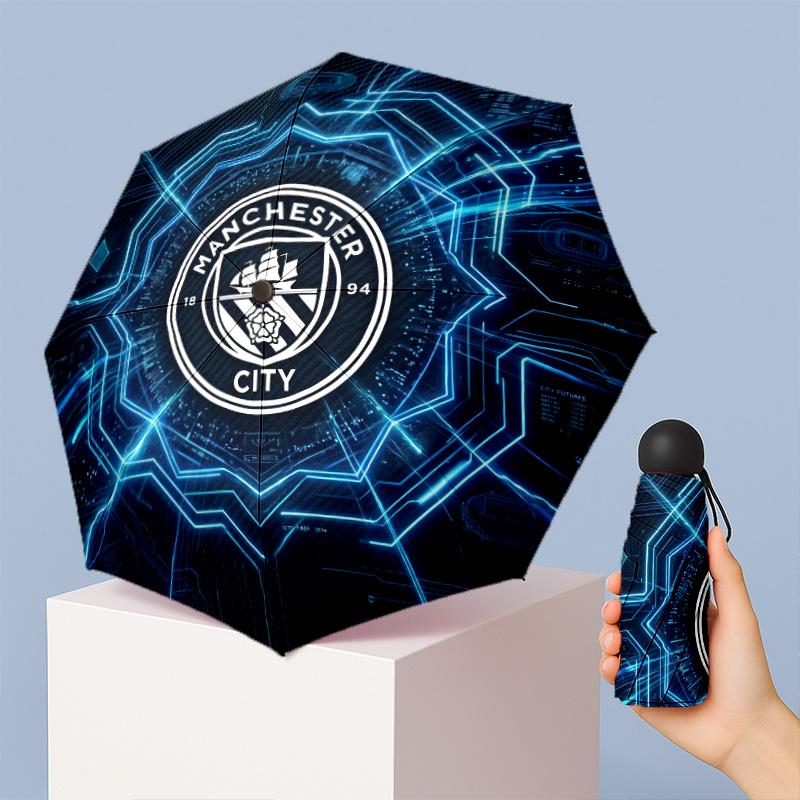 Мини-зонт Manchester City с принтом, 5 сложений, 8 спиц, компактный, ветрозащитный, водонепроницаемый, легкий, портативный, складной