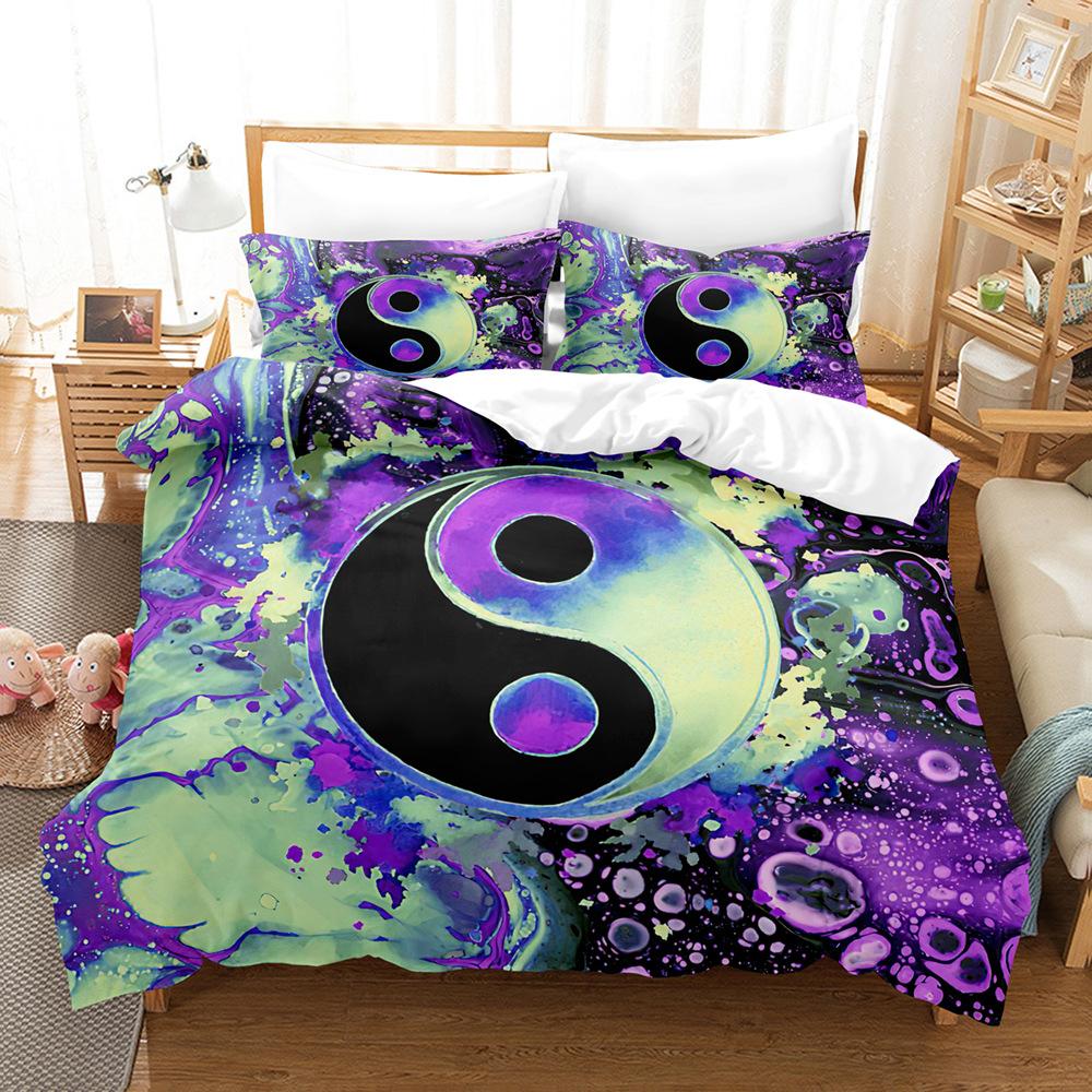 3D комплект постельного белья в китайском стиле Инь Ян, двухуровневый пуховый пододеяльник, 2/3 шт. EU135 * 200, односпальная или двуспальная кровать, мягкий домашний текстиль с принтом тай-чи