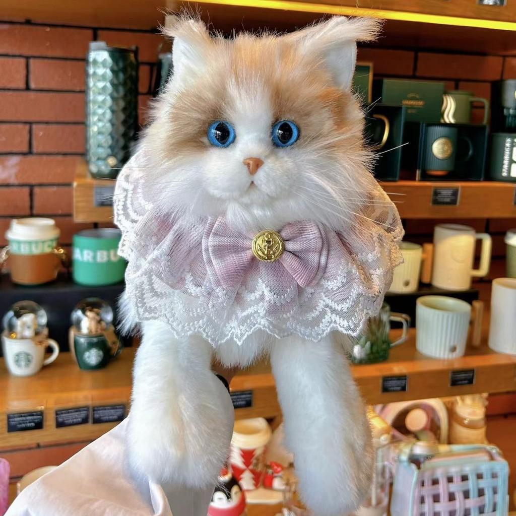 Cute Realistic Cat Plush Toy Fluffy Kitten Soft Stuffed Animal For Children