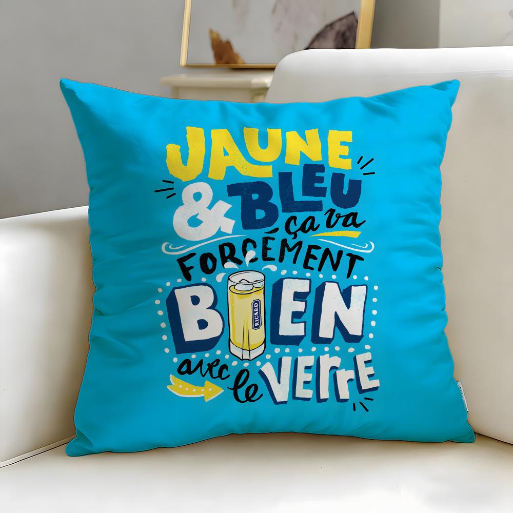 classic beverage brand Ricard Cushion Cover Soft & Easy-Wash Pillow Case – Versatile for Couch, Bed, Travel and Office