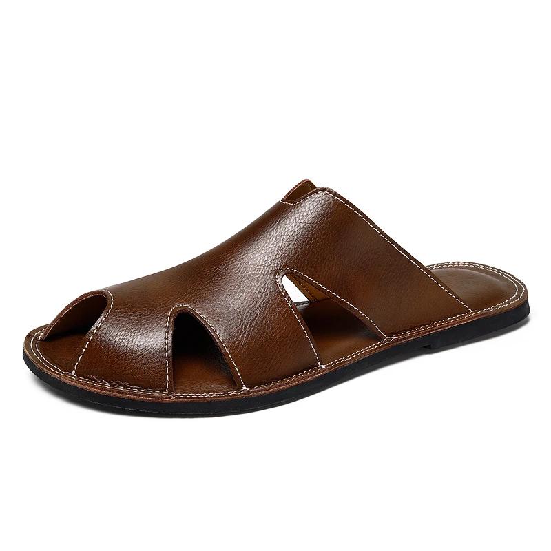 Fashion Men's Casual Slippers New Design Male Leather Shoes Half Drag Versatile Ultra-light Sandals Men Flip-flops Quick Dry Beach Flats