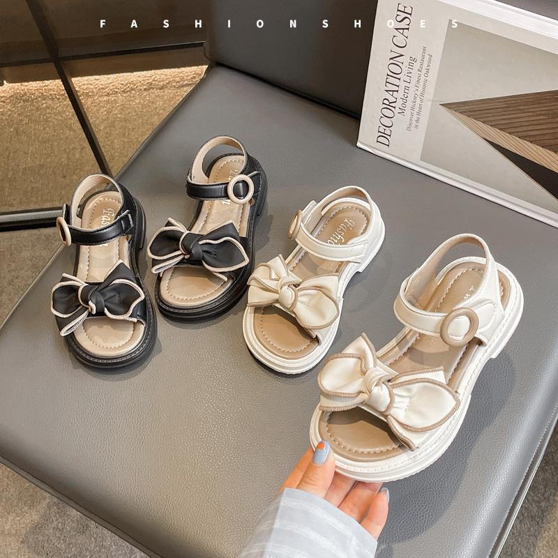 Girls Summer Sandals Sweet Princess Cute Butterfly-knot Bowtie Kids Open Toes Beach Shoes Soft Children Summer Sandals 26-37 New