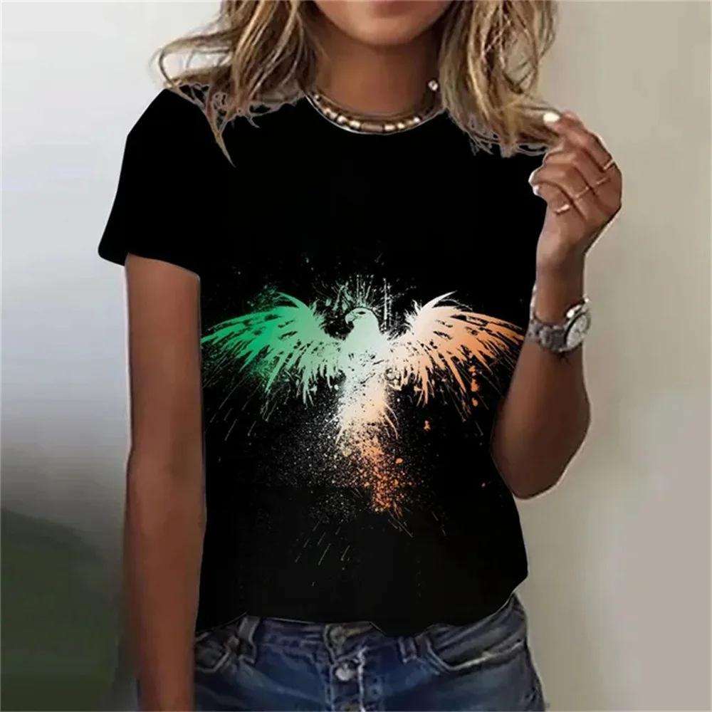 Новые футболки серии Phoenix с 3D-принтом, женская мода, футболка с коротким рукавом и круглым вырезом, Y2k Harajuku, свободные футболки, топы, женская одежда
