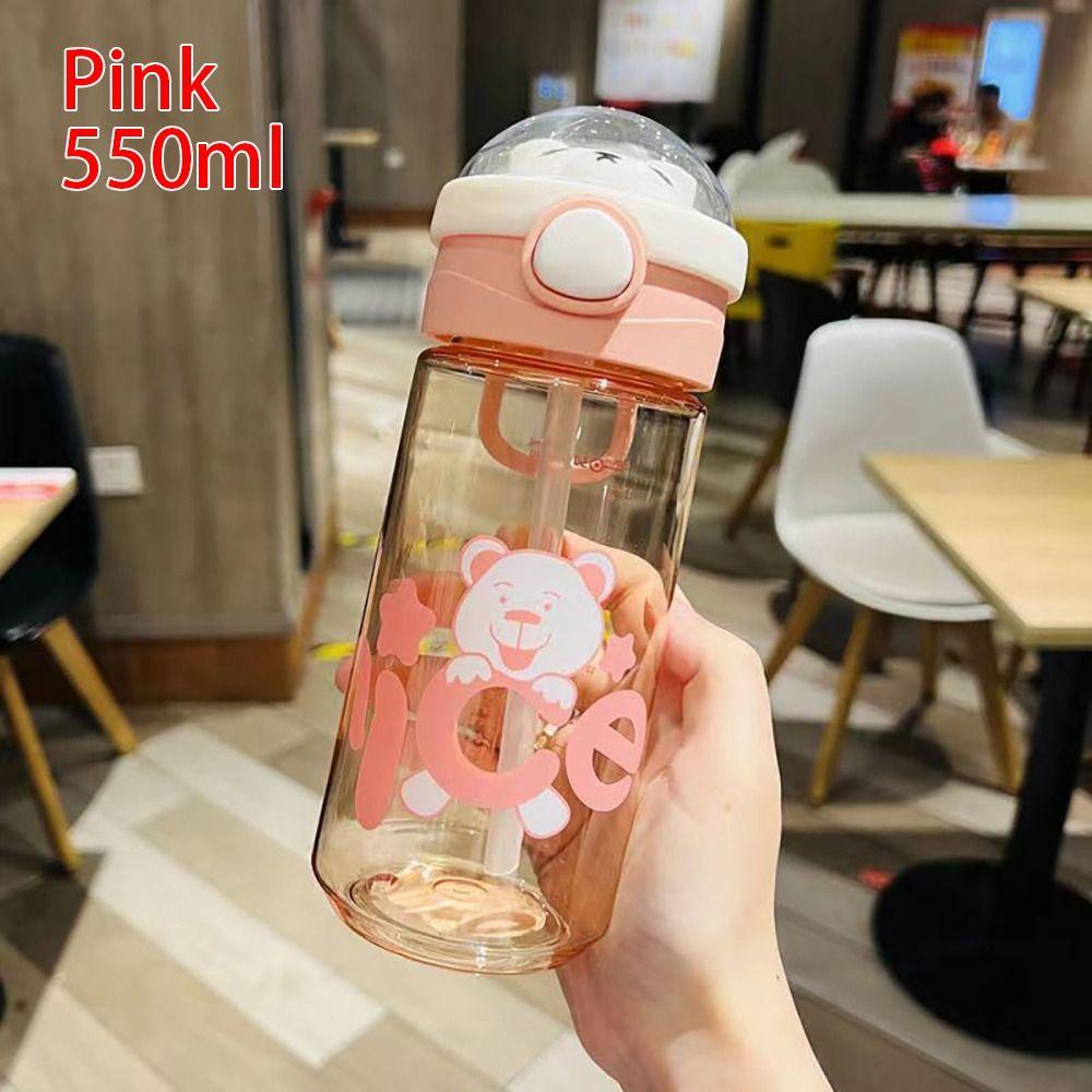 1Pcs Juice Milk Children Drinkware with Lid Straw Sticker Tumbler Cup Portable Water Bottle Kids