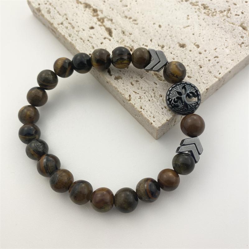 New Life Tree Bracelet For Men Women Natural Tiger Eyes Obsidian Stone Bracelet Aromatherapy Essential Oil Diffuser Bracelet Yoga Strand Jewelry