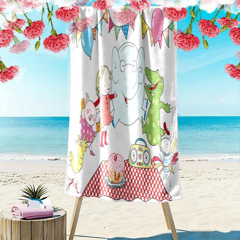 Tilly Friends Joy Print Beach Towel, Large Soft Quick Dry Towel for Beach Camping Swimming