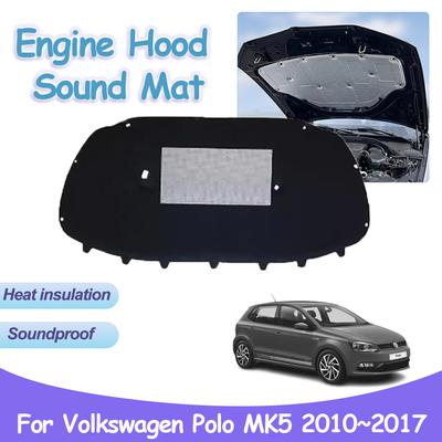 Звуковая накладка на капот двигателя для Volkswagen VW Polo MK5 6R 6C 2010~2017 Vento Ameo Vivo Теплоизоляция Хлопок Аксессуары для салона автомобиля