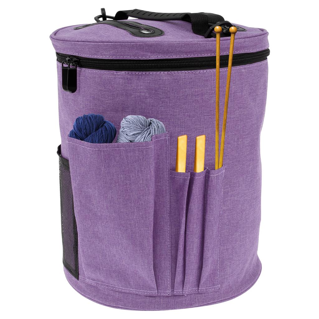 Сумка для хранения вязальных инструментов, органайзер для пряжи, сумка-тоут, большая вместимость, портативная, с передними спицами и крючками, карманом