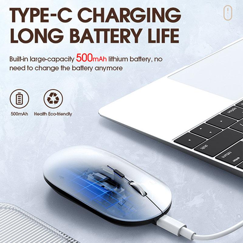 Беспроводная мышь Bluetooth 5,0 2,4G Type C, перезаряжаемая, бесшумная, эргономичная для iPad Macbook Air/Pro, ноутбука, планшетного компьютера, офиса