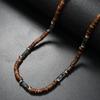 Vintage Bohemian Summer Jewelry Ethnic Style Jewelry Brown Coconut Shell Wood Beads Natural Stone Necklace Men's Jewelry