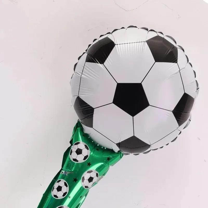 Headwear Soccer Foil Balloons Inflatable Soccer Shape Hand Stick Balloon Colorful Soccer Party Balloons Sports Theme Decoration