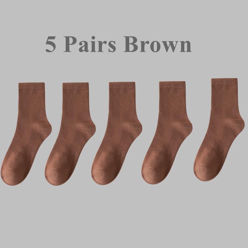 5 пар мужских носков, высокие спортивные носки, нескользящие, высококачественные хлопковые носки, комплект из 5 пар, весенние деловые рабочие носки