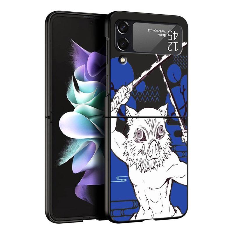 Японское аниме для Samsung Galaxy Z Flip 3 Zflip3 Z Flip 4 5g Zflip Kurama Demon Slayer, черные противоударные чехлы, чехол, чехол