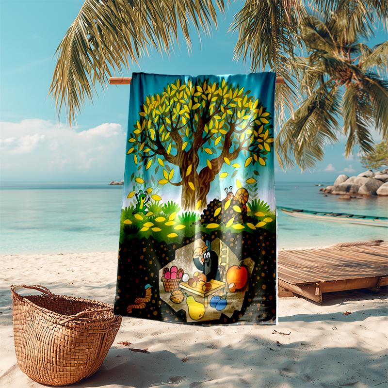 Beach Towel with The Little Mole1 Pattern - soft,absorbent,machine washable Lightweight&Modern,swimming,Travel Essentials