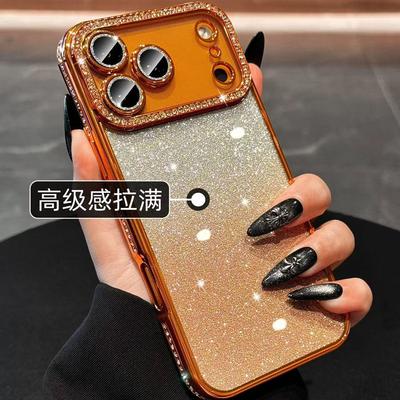 Применимо к iPhone17ProMax чехол для мобильного телефона со стразами в один ряд Apple 16 блестящая пленка для объектива гальваническое покрытие роскошный