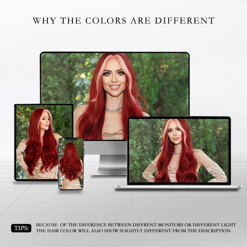 Профессиональный парик, длинный волнистый парик цвета красного вина для женщин, ежедневный синтетический парик с челкой и средней частью, 27 дюймов, парики Лолиты, термостойкие