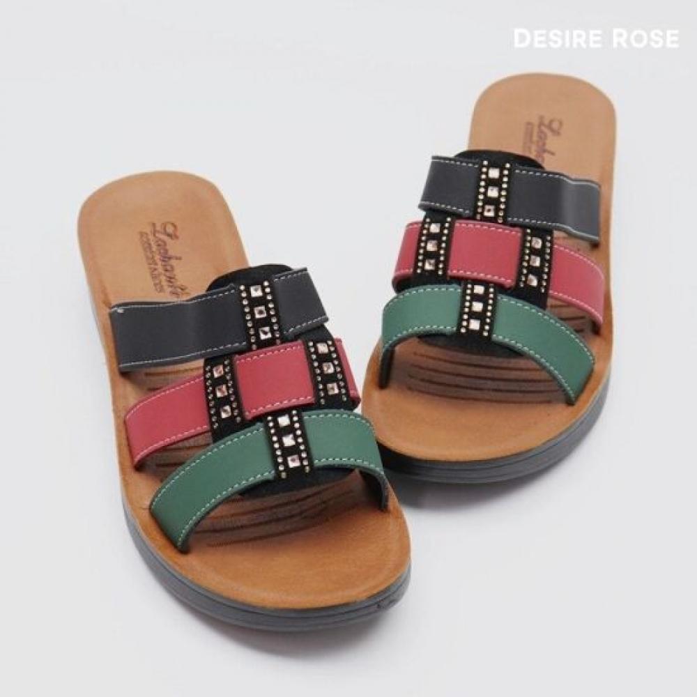 DeSire RoSe Women S Color Block Strap Height increaSing SlipperS