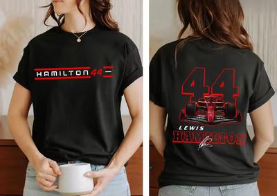 Футболка Lewis Hamilton 44 Racing Мужская Женская Летняя Хлопковая Одежда Модный Оверсайз Топ с коротким рукавом Унисекс Уличная одежда