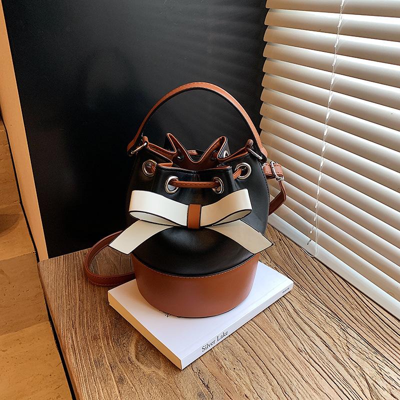 Бантик портативная маленькая сумка женская летняя новая модная модная контрастного цвета сумка-ведро на плечо сумка-мессенджер