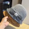 New Autumn and Winter Women's Elegant and Versatile Bow Fisherman Hat for Outdoor Travel Warm Basin Hat Fashionable and Stylish