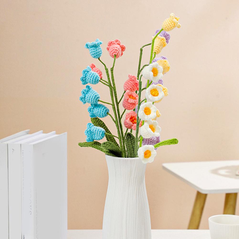 Artificial Flowers Diy Wool Crochet Handmade Lily Of The Valley Bouquet