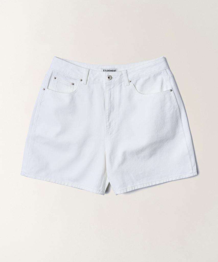 TTUDEMENT Washed Denim Shorts_White