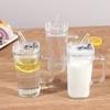With Lid and Straw Coffee Cup Heat Resistant Juice Glass Ins Transparent Glass Cup  Home Bar
