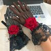 New Rose Flower Lace Mesh Mittens Party Dress Punk Hip Hop Performance Gloves Cosplay Dance Costume Fishnet Gloves Sexy