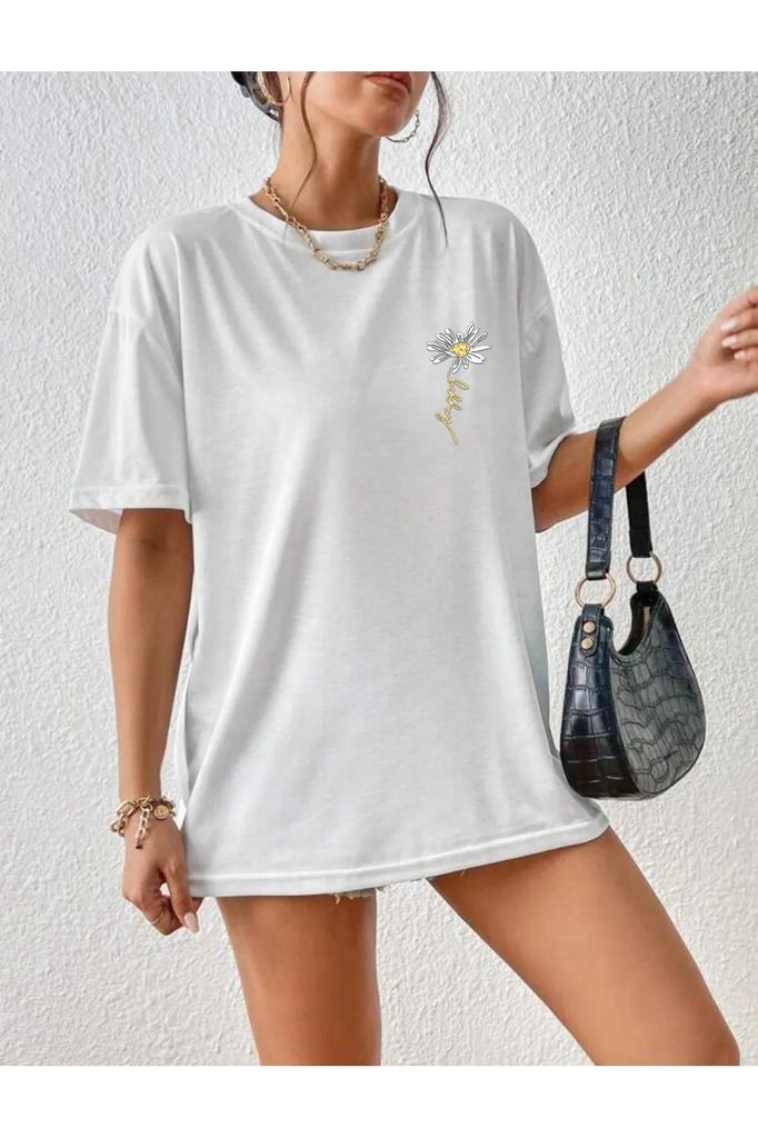 Женская футболка большого размера с принтом ромашки