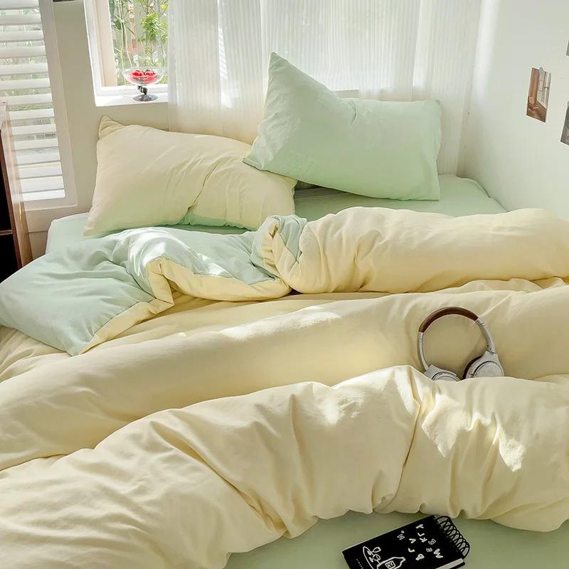 Постельное белье Хлопковый комплект постельного белья с простыней пододеяльником наволочкой Односпальный Двуспальный Простыня Король Королева Двуспальный Полуторный Размер