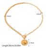 Waterproof Vintage Sun Pendant Necklace Gold Color Sun Flower Geometric Neck Chain  Women