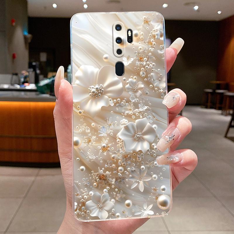 Для OPPO A9 (2020) / А5 (2020) Чехол Роскошная Мода Бабочки Цветы Прозрачный Мягкий Силиконовый Задний Чехол для Телефона Oppo A9 A5 2020