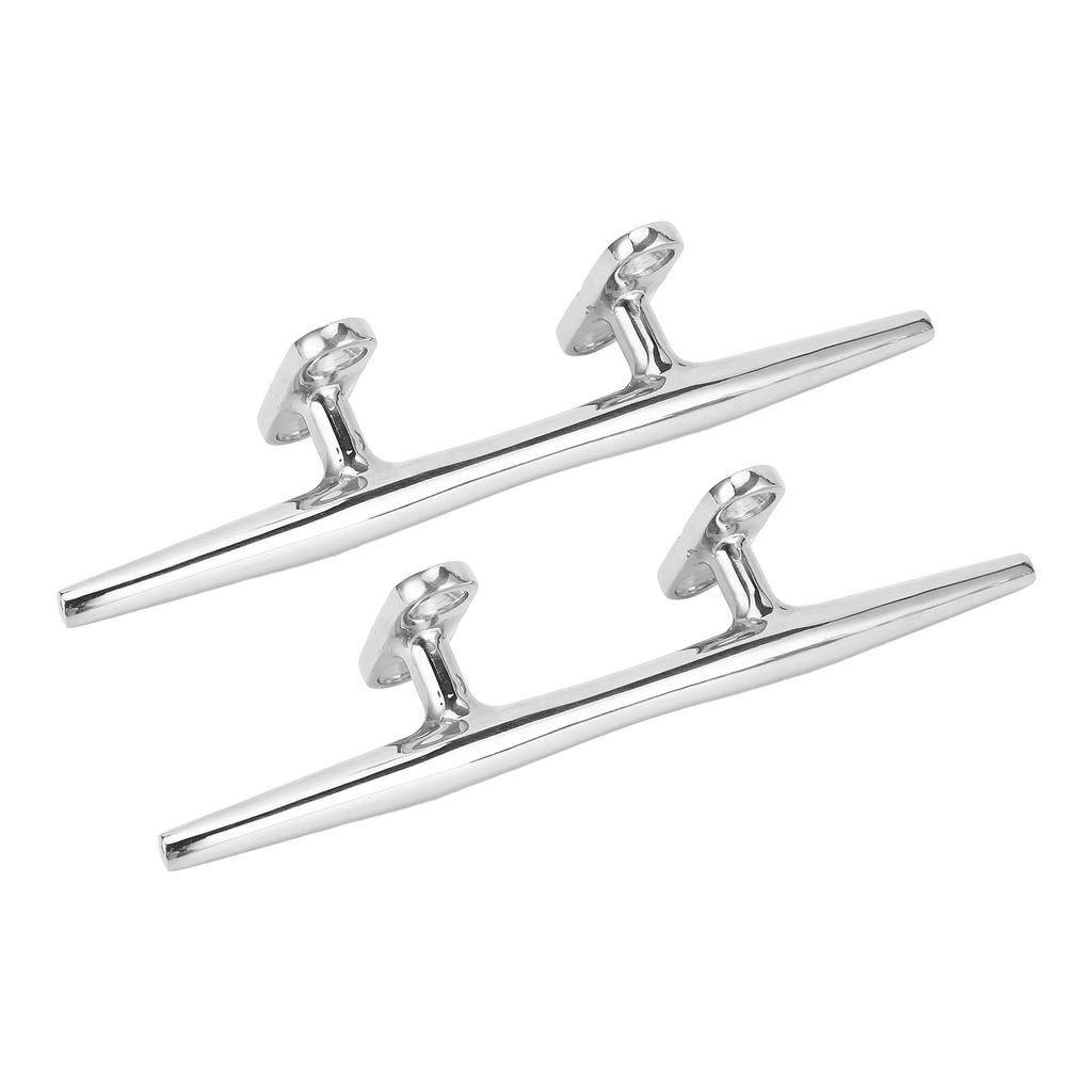 2pcs Open Base Boat Cleat 316 Stainless Steel Polished 8in Dock Cleats Tie Down for Yacht Cargo Ship Speedboat