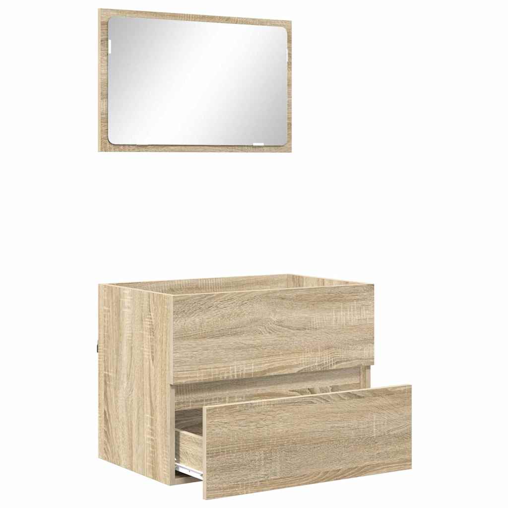 Bathroom Furniture Set Sonoma Oak Engineered Wood