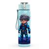1PC Cyber Boy Warrior Character Pattern 750ml Color Plastic Sports Water Bottle Leakproof Flip Straw Lid Suitable for Sports Office Home Use
