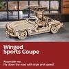 Ugears Wing Door Sports Coupe 70205 Wooden Puzzle, No Glue or Tools Required, 3D Puzzle with Assembly Instructions
