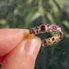 Princess and Round Cut Lab Ruby Half Eternity Ring: Rose Gold Plated Bridal Band: Art Deco Wedding Jewelry Gift for Women