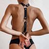 Porno Underwear Women PU Leather Body Harness Sexy Lingerie Rave Bdsm Bondage Garter Belt Sex Clothes Erotic Baby Doll Dress