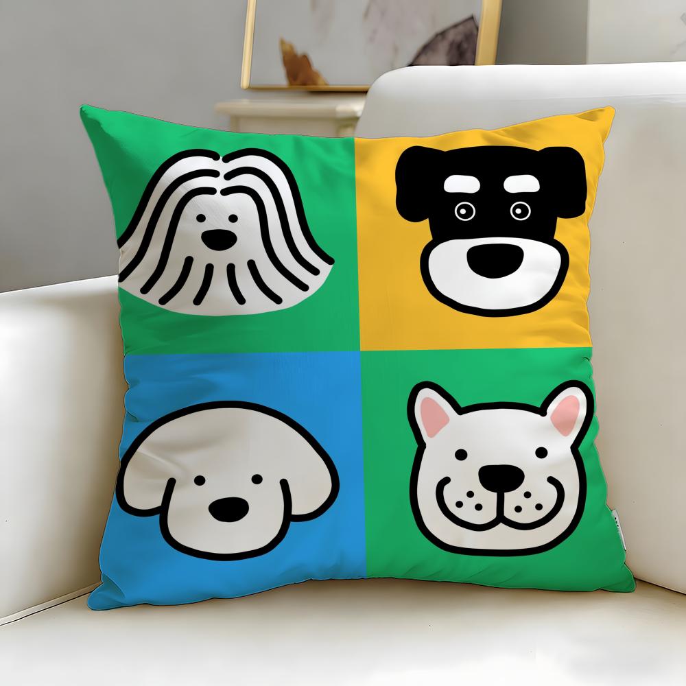 classic cartoon Cartoon Simple Dog Cushion Cover Soft & Easy-Wash Pillow Case – Versatile for Couch, Bed, Travel and Office